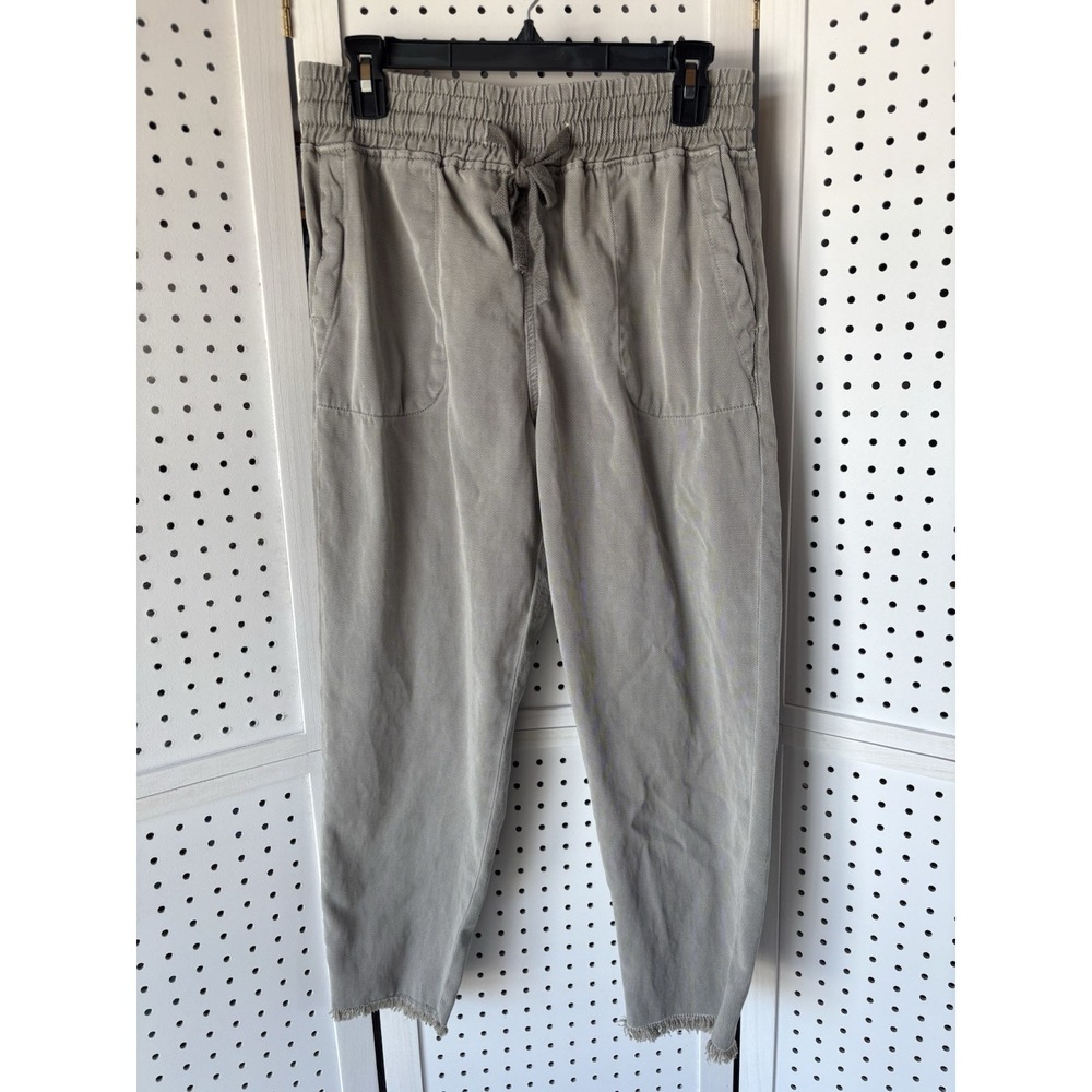 Zara Raw Hem Elastic Waist Jogger‎ Size Medium Beige Tan